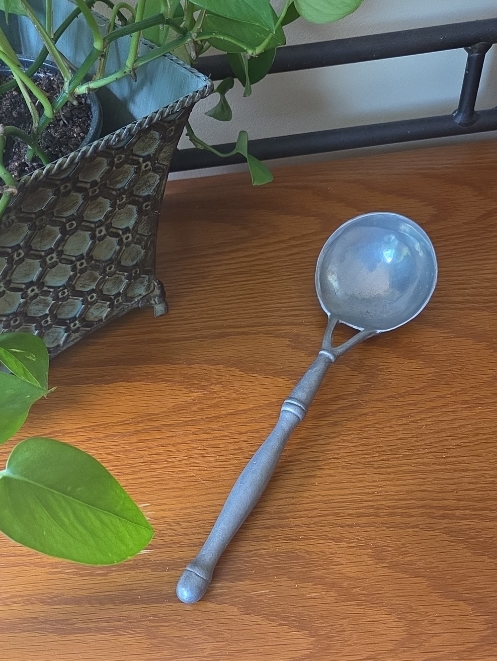 Vtg Large Pewter Serving Ladle - 11 1/2" L